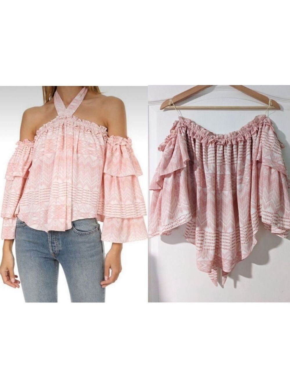 Misa Los Angeles | Alisa Ruffle Chiffon Top in Pink